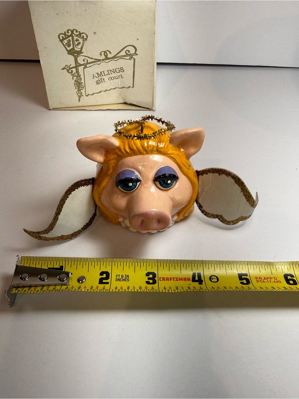 Vintage Muppets Miss Piggy Christmas Angel Ornament Paper Machete Stamped 1979 - Picture 8 of 9